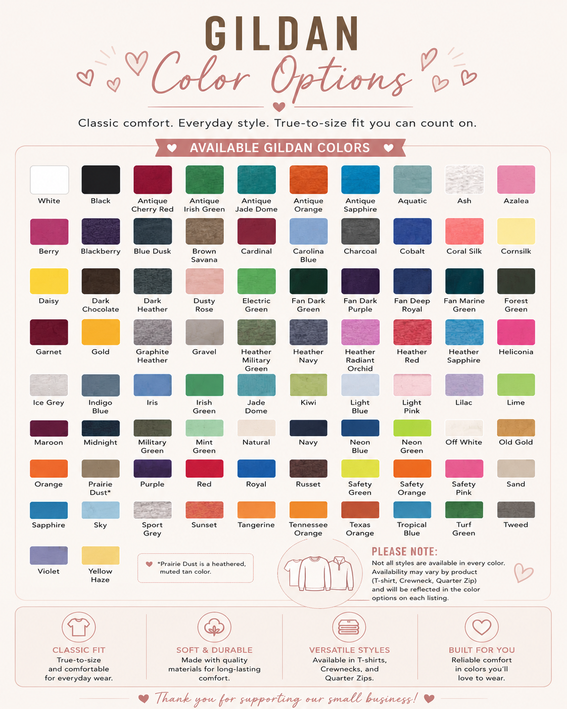 Gildan color chart